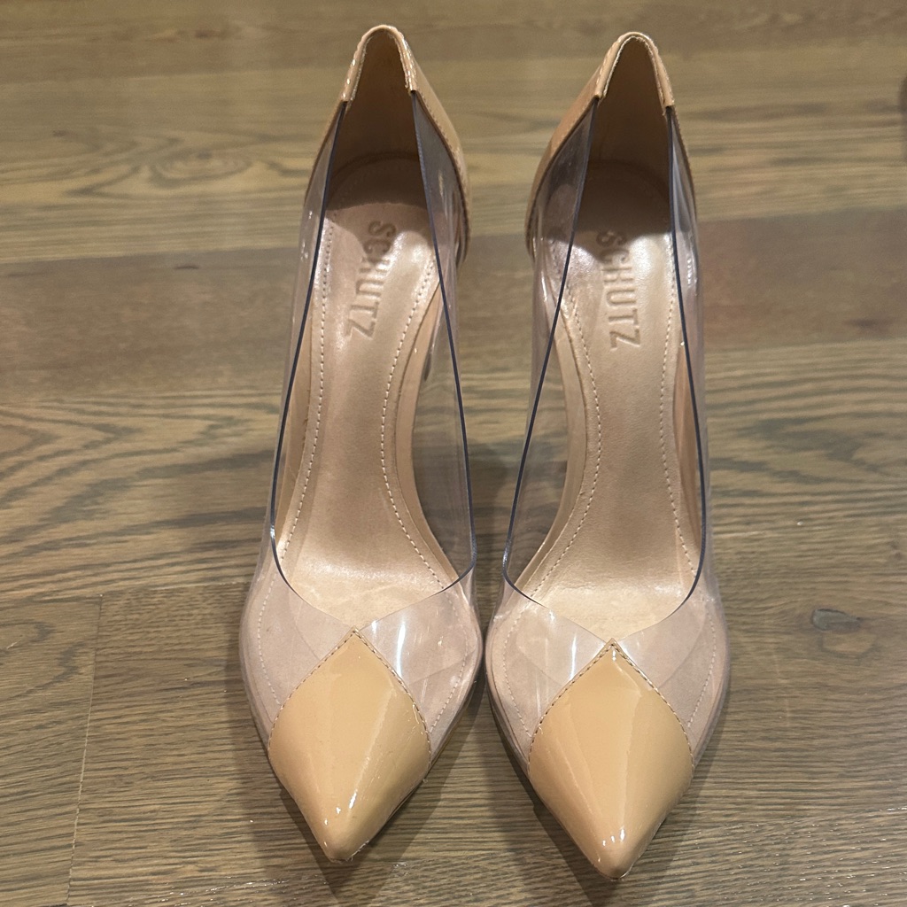 Schutz Cendi Beige And Transparent Heels